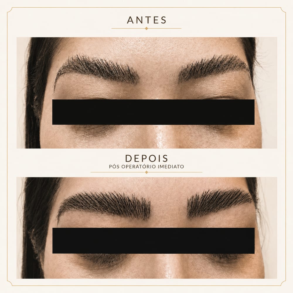 Antes e depois de transplante de sobrancelhas na LiCap em Florianópolis/SC